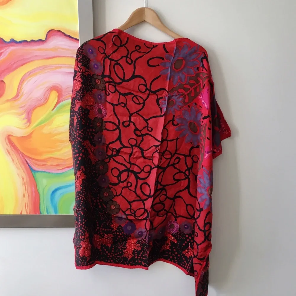 GUMPS 100% Raw Silk Red Scarf